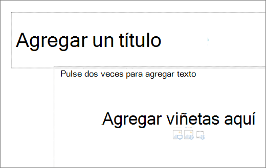 Imagen de un cuadro de título vacío y un cuadro de texto vacío para mostrar dónde funcionarán las viñetas.