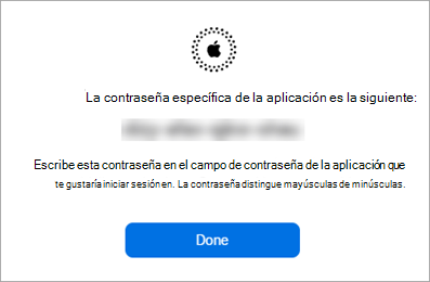 Captura de pantalla de contraseña específica de la aplicación