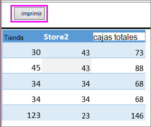 Vista previa de impresión de la tabla