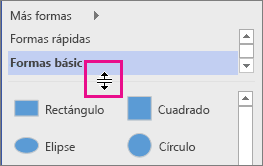 Haga clic y mantenga pulsado el botón para mover la línea divisoria de la ventana Formas