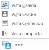 Captura de pantalla de la elección de vista con la Vista de galería seleccionada