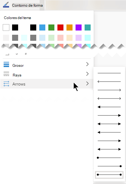 Visio para la web le ofrece varias opciones para la dirección y el estilo de las flechas.