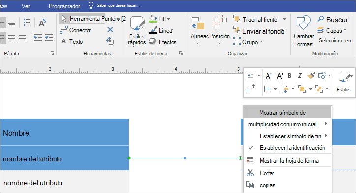 Haga clic en Mostrar multiplicidad