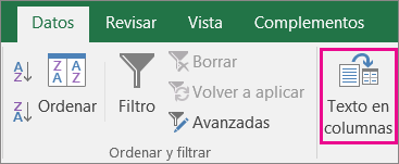 Seleccione Datos > Texto en columnas