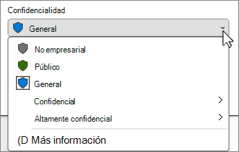 Menú de la barra de confidencialidad