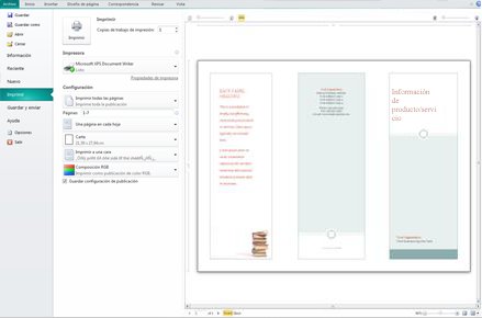 Información general de la configuración de impresión de Publisher