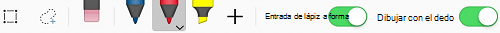 Herramientas de entrada de lápiz básicas en la pestaña Dibujar de las aplicaciones de Office para iOS
