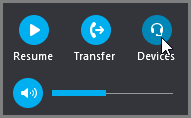 Reanudar una llamada, transferir una llamada, o cambiar los dispositivos de audio