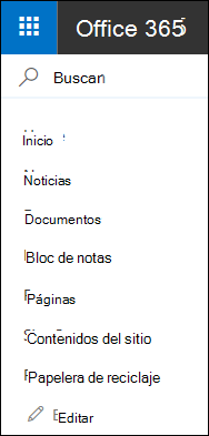 Navegación izquierda de SharePoint