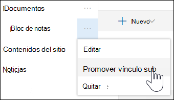 Promover un sub vínculo a un vínculo principal