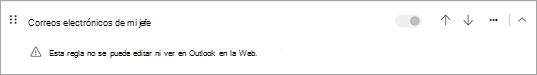 Esta regla no se puede editar ni ver en Outlook en la Web
