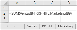 Referencia de fórmula de varias hojas de Excel