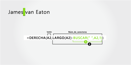 Fórmula para separar un nombre y un apellido de dos palabras