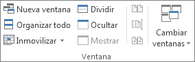 Grupo Ventana de la pestaña Vista