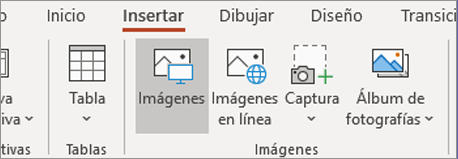 En la pestaña Insertar, haga clic en Imágenes.