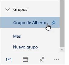 Captura de pantalla de un grupo en el panel de navegación