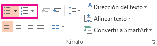 Botones Viñetas y Numeración