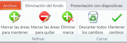 Pestaña Eliminación del fondo