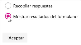 Selección de elementos web Microsoft Forms para mostrar los resultados de formularios.