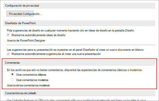 Opciones para comentarios modernos