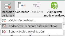 Rodear con un círculo datos no válidos en la cinta