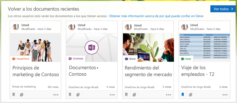 Haga clic en un documento para abrirlo o haga clic en Ver todo para ver más documentos