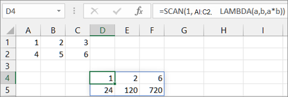 Primer ejemplo de la función SCAN