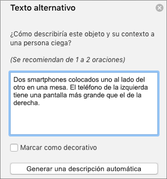Texto alternativo en PowerPoint para Mac