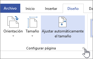 Haga clic en el icono de la esquina de la sección Configurar página