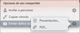 Opciones para compartir correo electrónico en PPT para Mac