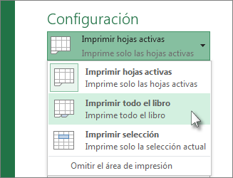 En Configuración, haga clic en Imprimir toda la hoja