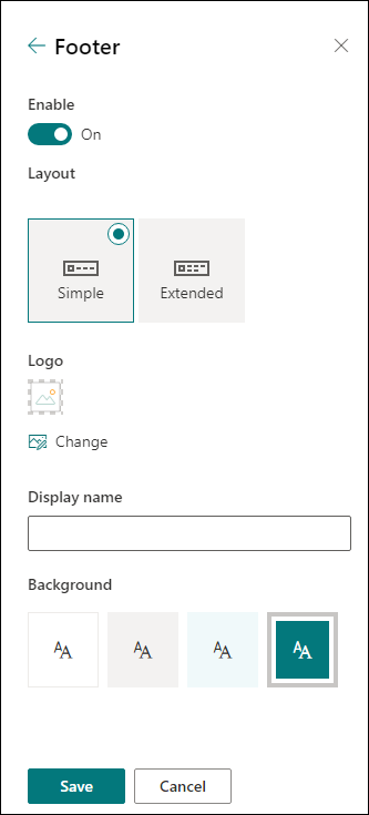 pie de página SharePoint sitio