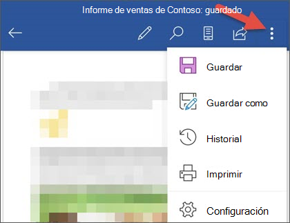 Menú archivo en Word para Android