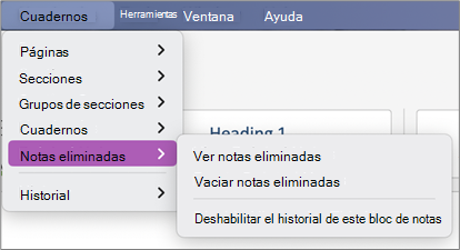 Los blocs de notas > notas eliminadas > ver notas eliminadas