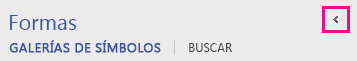 Haga clic en la flecha Minimizar para minimizar la ventana Formas
