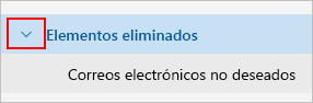 Captura de pantalla que muestra la carpeta de Elementos eliminados expandida.
