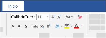 Opciones de formato de texto en la cinta de opciones de Word
