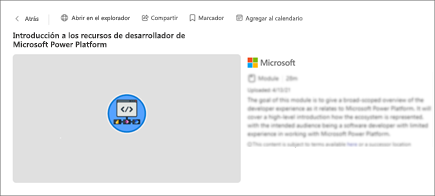 Captura de pantalla de detalles de contenido como el título, la duración y la descripción