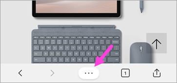 Captura de pantalla del botón de menú en Edge para dispositivo móvil