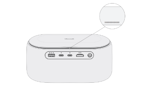 Muestra dónde encontrar el número de serie en Microsoft Audio Dock.