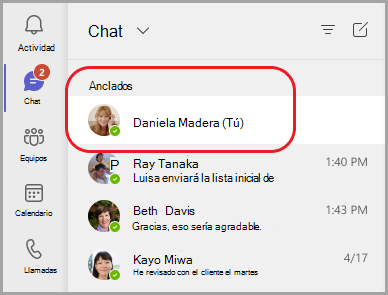 Demostración de chat de Teams con usted mismo