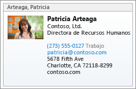 vCard de un contacto