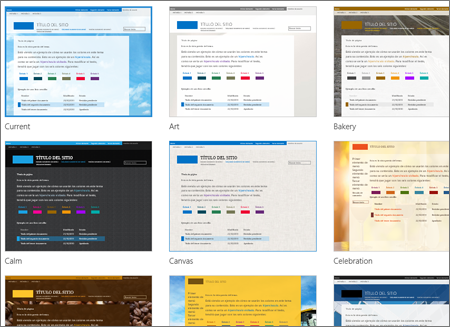 Página de SharePoint Online que muestra imágenes de plantilla de sitio