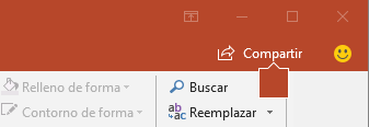 El botón Compartir en la cinta de opciones de PowerPoint 2016