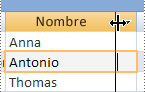 Cambiar el tamaño de una columna en una hoja de datos