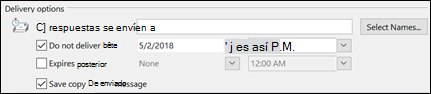 Establezca una fecha y una hora para entregar el mensaje.