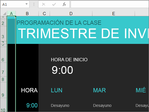 Antigua plantilla de Excel de Administrador de curso universitario sin descripciones de los elementos.