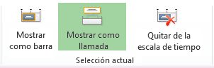 Botón Mostrar como llamada en Project