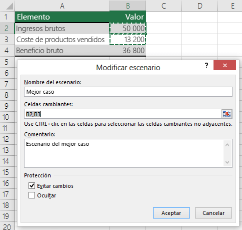 Cambiar entre escenarios