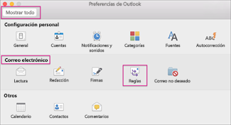 En Correo electrónico, haga clic en Reglas.